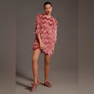 Hutch Rose Fringe Chevron Dress